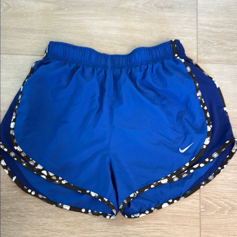Nike Blue Athletic Shorts with Geometric Trim